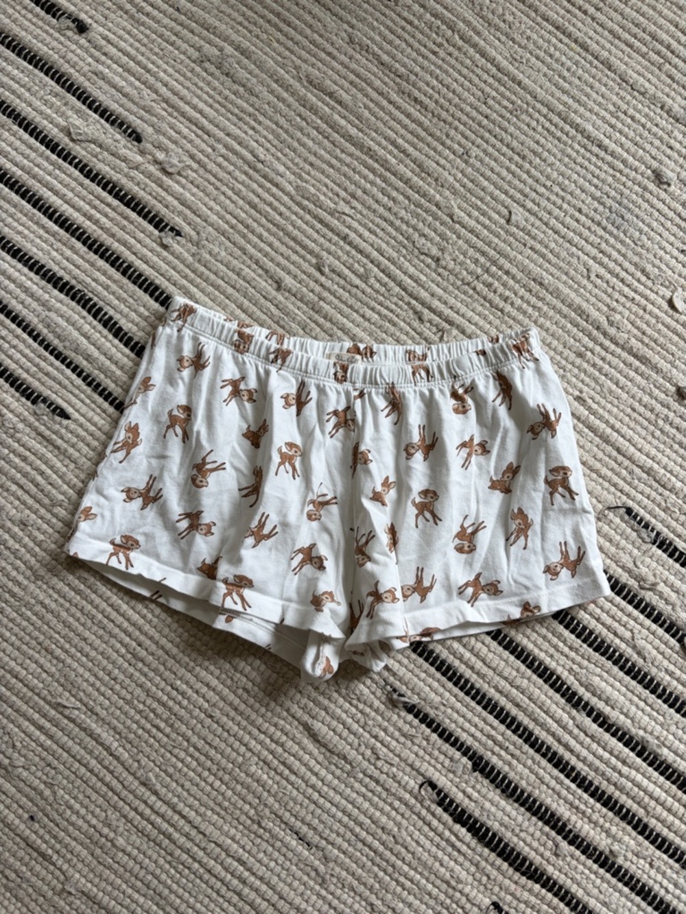JOHN GALT White Sleep Shorts with Brown Fawn Print